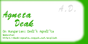 agneta deak business card